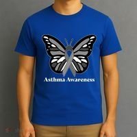 Asthma Awareness Gray Ribbon Butterfly T-Shirt thumb 3