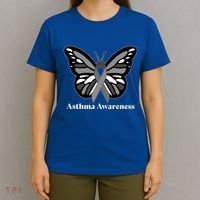 Asthma Awareness Gray Ribbon Butterfly T-Shirt thumb 4