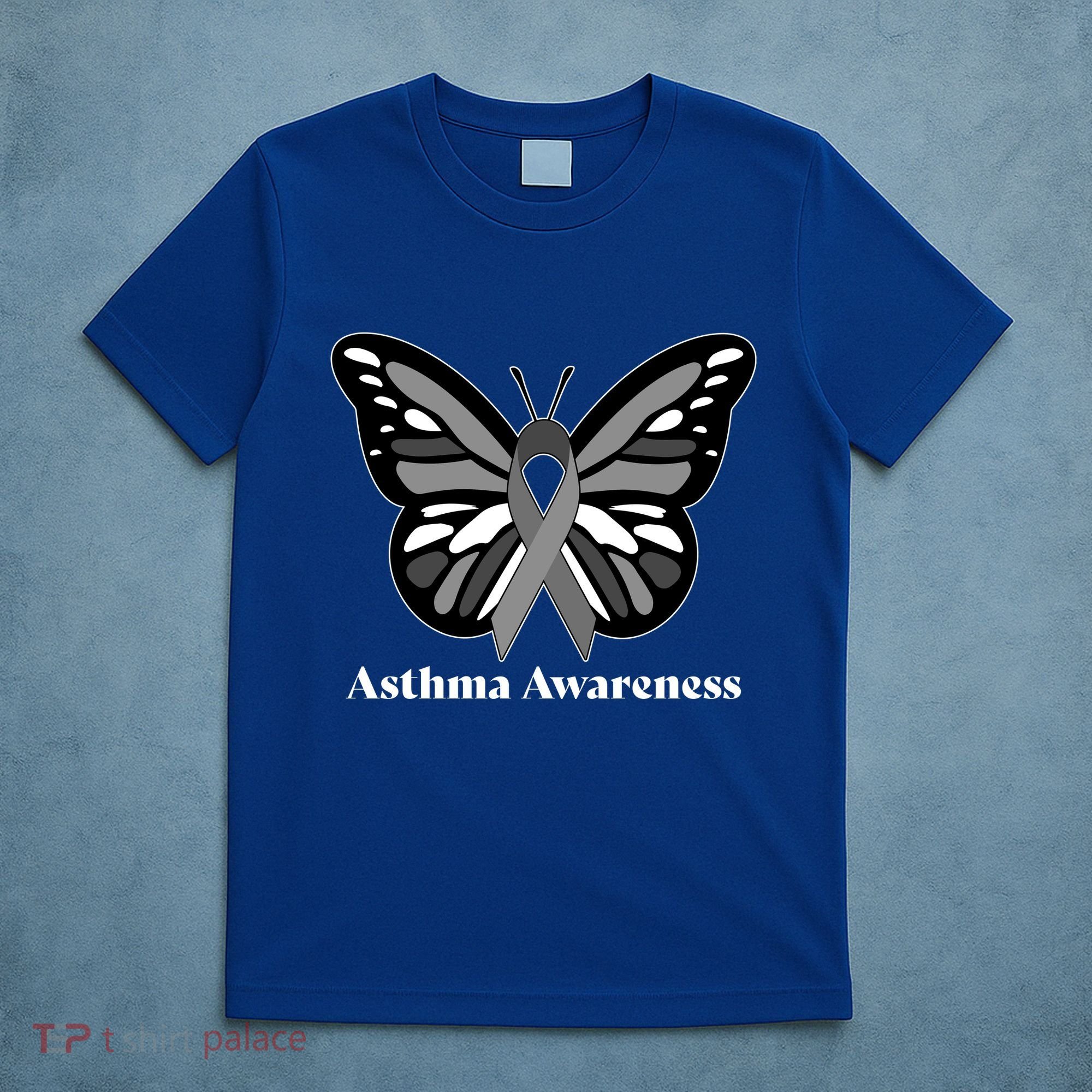 Asthma Awareness Gray Ribbon Butterfly T-Shirt