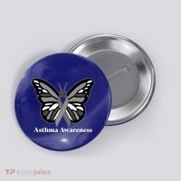Asthma Awareness Gray Ribbon Butterfly Button thumb 0