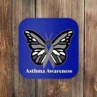 Asthma Awareness Gray Ribbon Butterfly Coaster thumb 0
