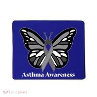 Asthma Awareness Gray Ribbon Butterfly Mousepad thumb 0