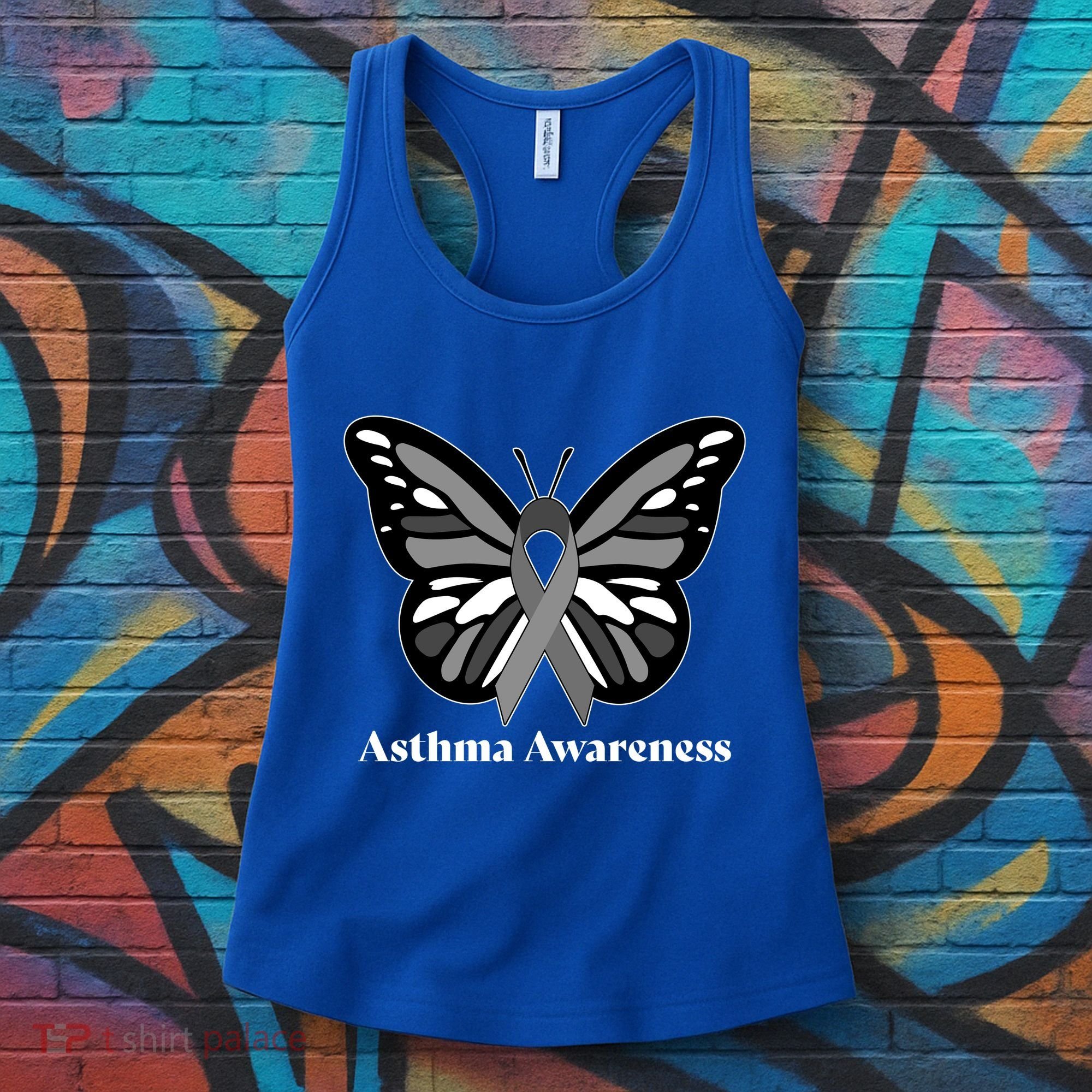Asthma Awareness Gray Ribbon Butterfly Women's Tank Top
