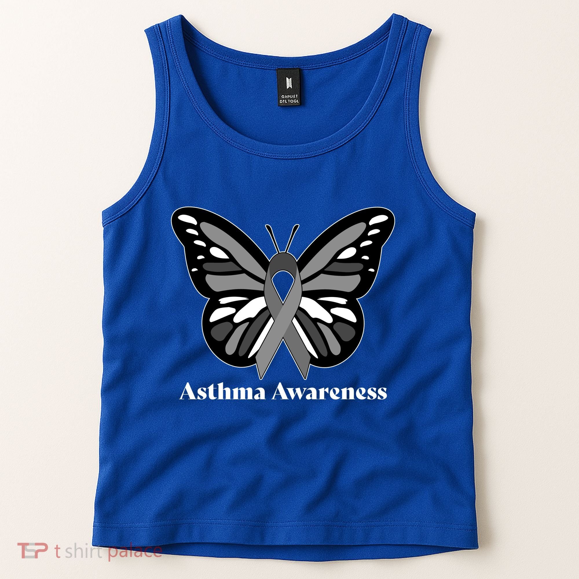 Asthma Awareness Gray Ribbon Butterfly Tank Top