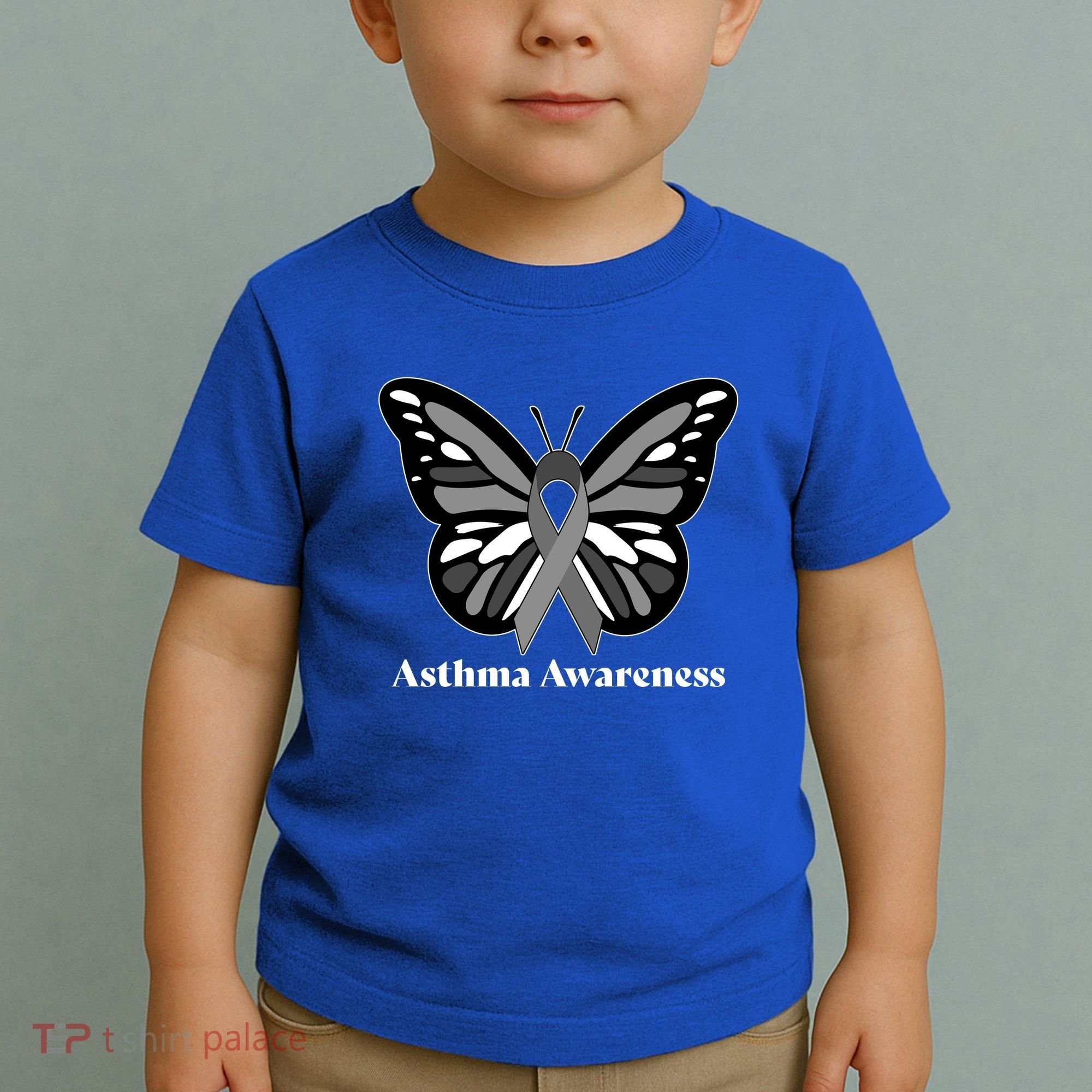 Asthma Awareness Gray Ribbon Butterfly Toddler T-Shirt