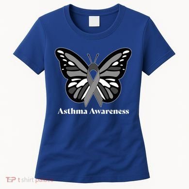 Asthma Awareness Gray Ribbon Butterfly Women's T-Shirt
