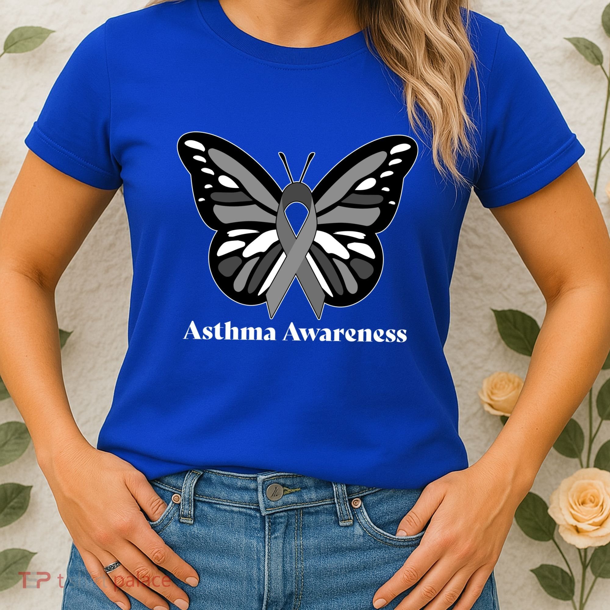 Asthma Awareness Gray Ribbon Butterfly Women's T-Shirt
