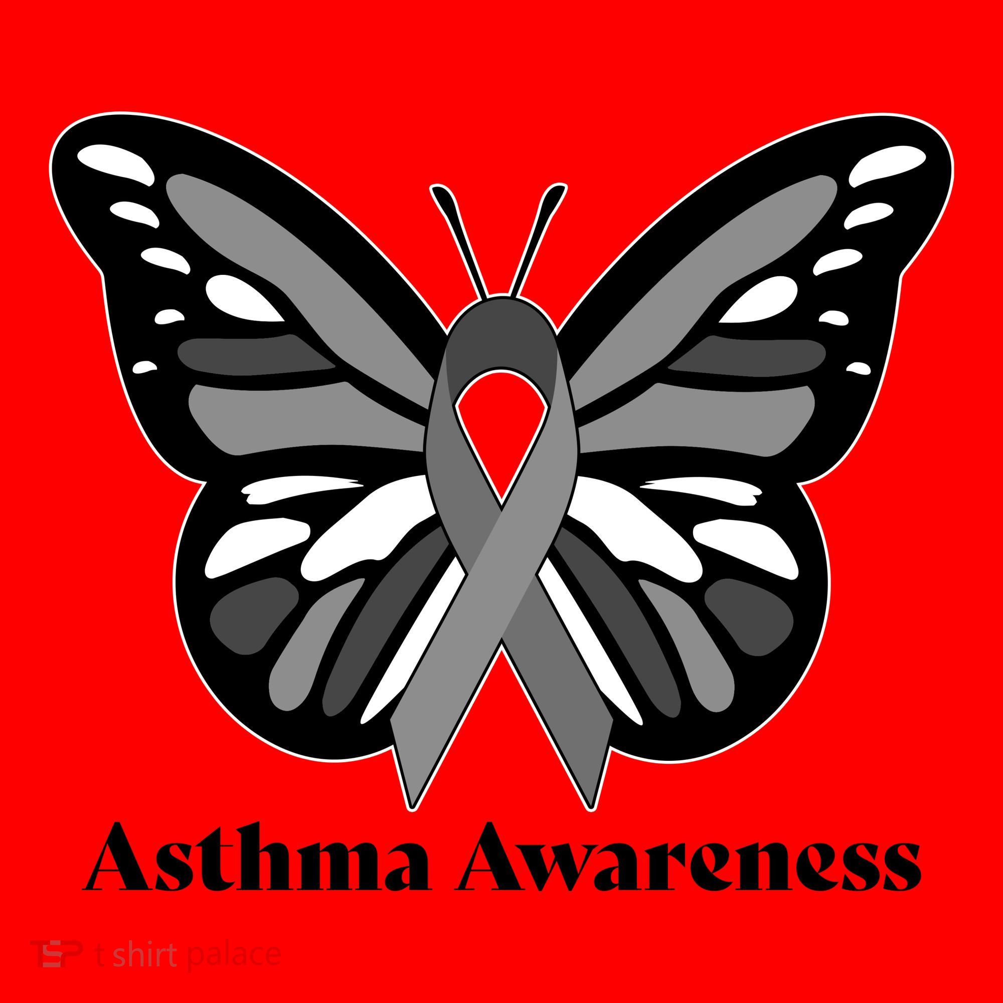 Asthma Awareness Gray Ribbon Butterfly Santa Hat