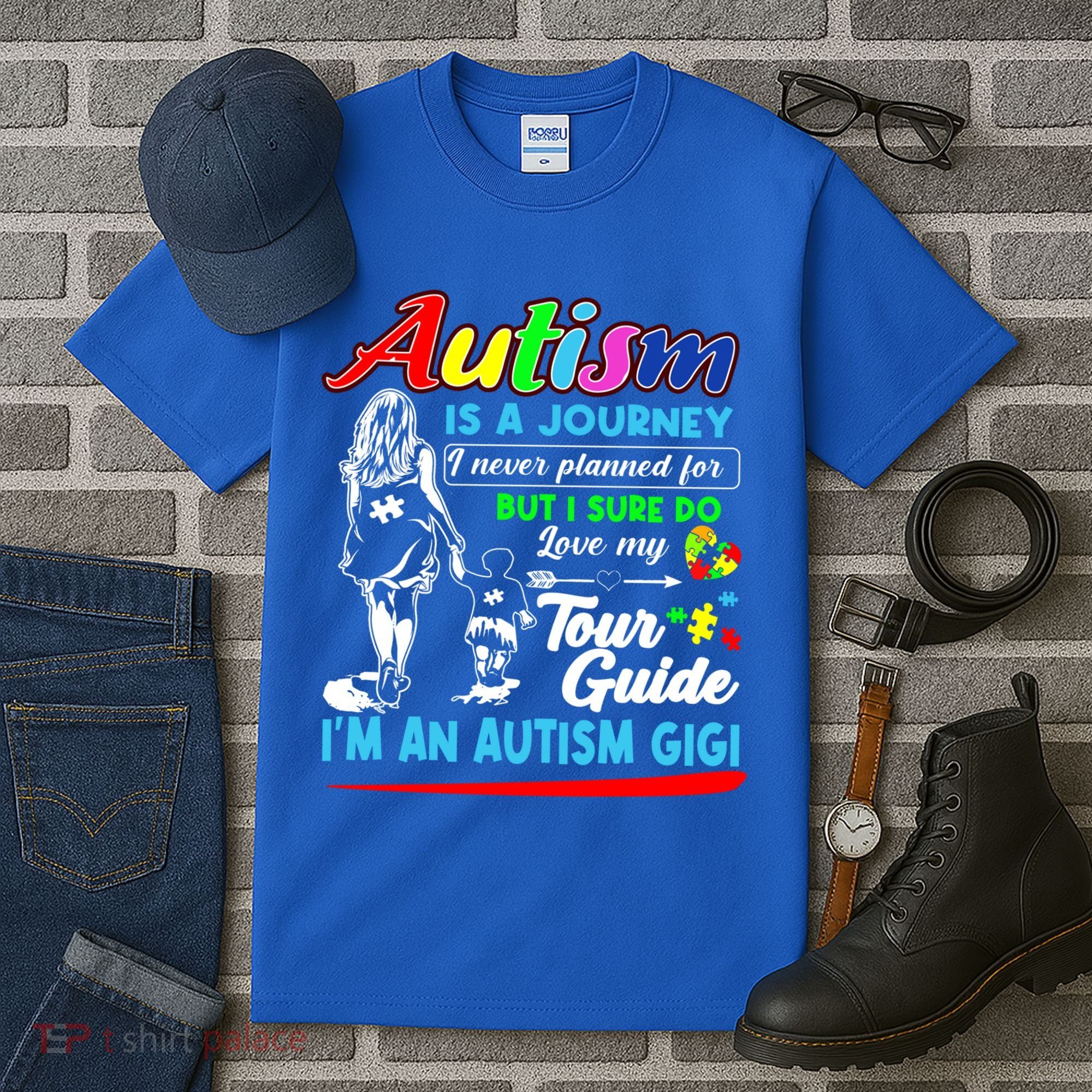 Autism Awareness Gigi Autism Is A Journey Gift Tall T-Shirt