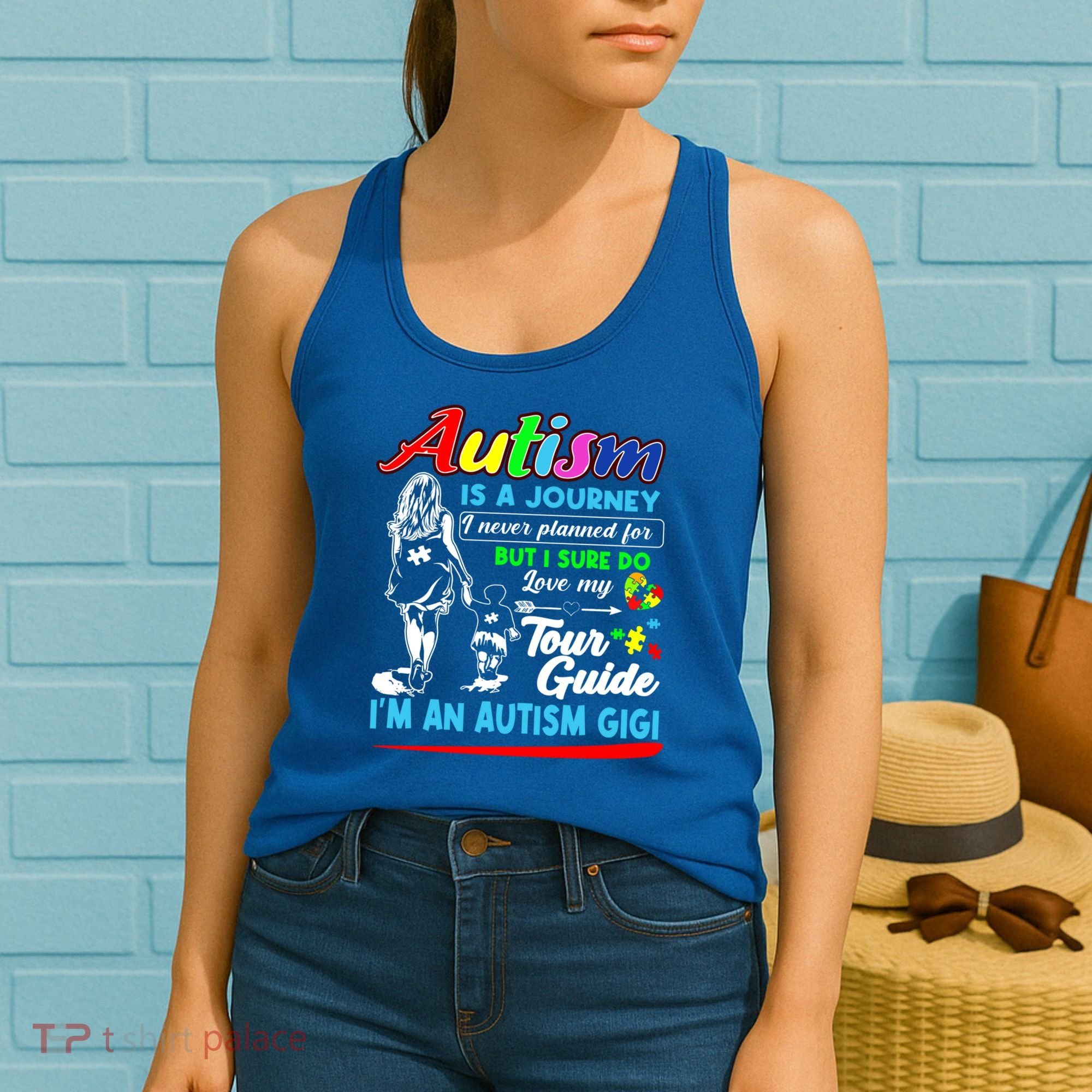 Autism Awareness Gigi Autism Is A Journey Gift Women's Tank Top