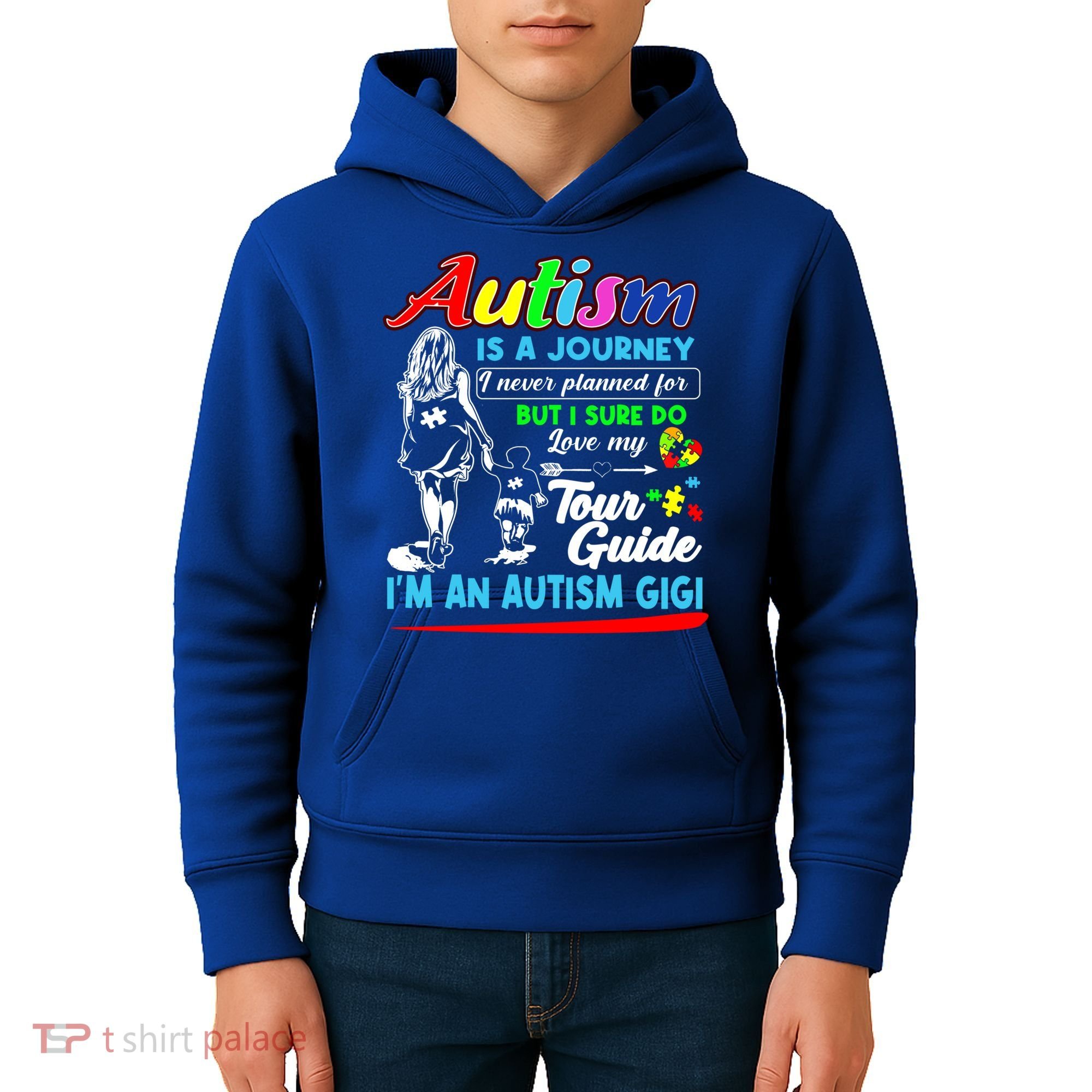 Autism Awareness Gigi Autism Is A Journey Gift Kids Hoodie
