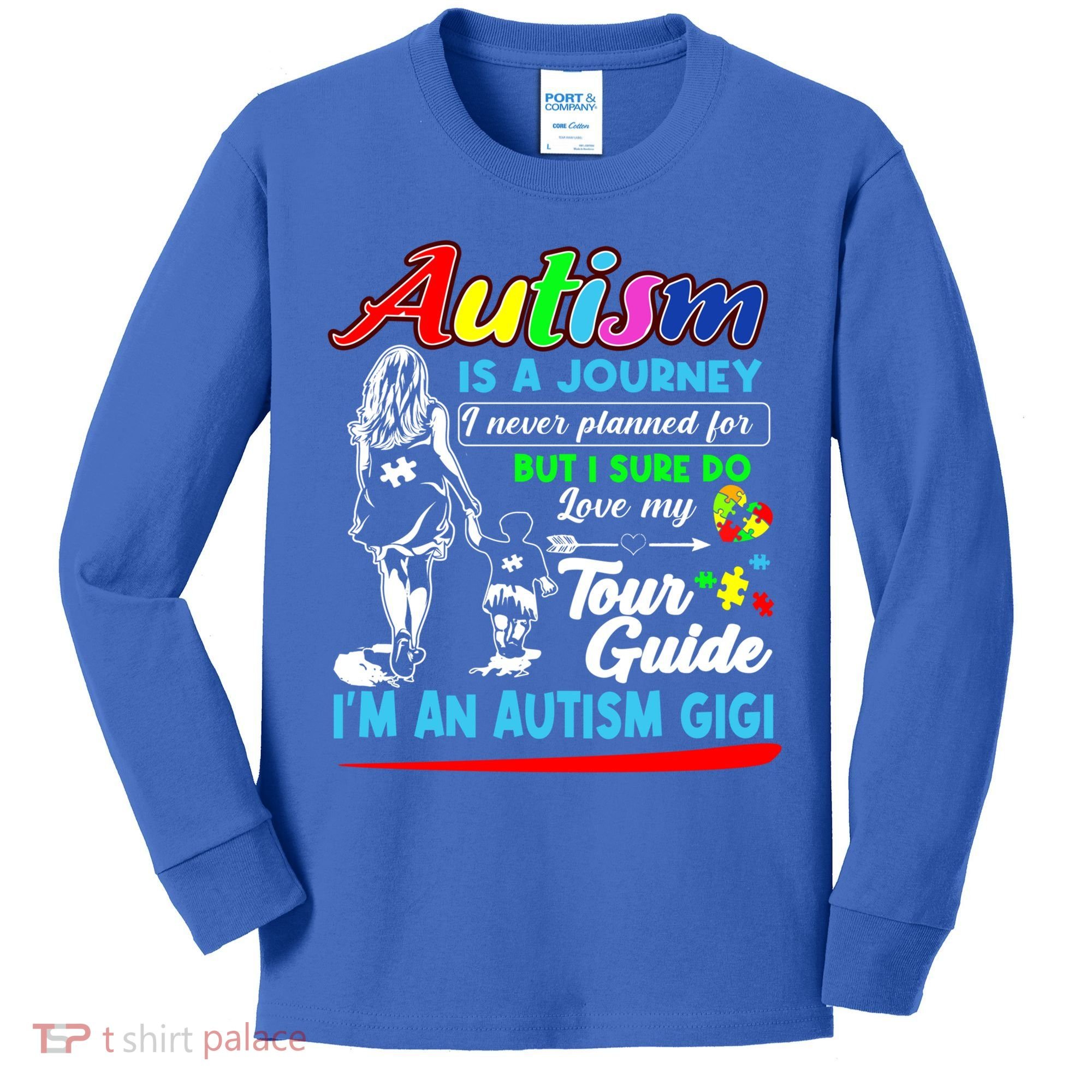 Autism Awareness Gigi Autism Is A Journey Gift Kids Long Sleeve Shirt