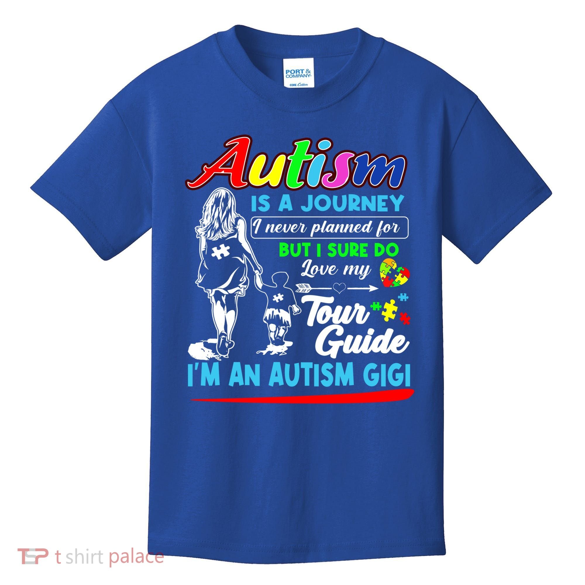 Autism Awareness Gigi Autism Is A Journey Gift Kids T-Shirt