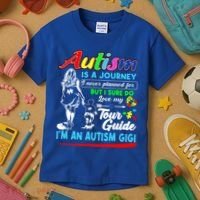 Autism Awareness Gigi Autism Is A Journey Gift Kids T-Shirt thumb 3