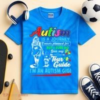 Autism Awareness Gigi Autism Is A Journey Gift Kids Tie-Dye T-Shirt thumb 2