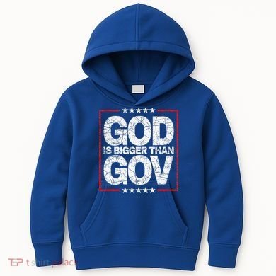 Antiwoke Antigovernment God Bigger Than Gov Kids Hoodie