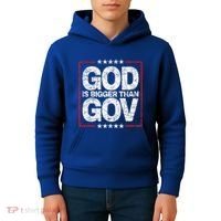 Antiwoke Antigovernment God Bigger Than Gov Kids Hoodie thumb 4