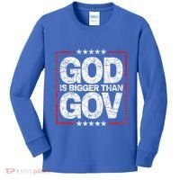 Antiwoke Antigovernment God Bigger Than Gov Kids Long Sleeve Shirt thumb 0