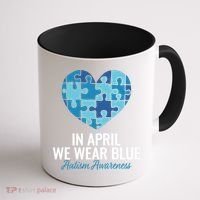 Autism Awareness Gift In April We Wear Blue Autism Gift Coffee Mug thumb 1