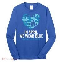Autism Awareness Gift In April We Wear Blue Autism Gift Long Sleeve Shirt thumb 0