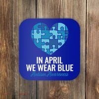 Autism Awareness Gift In April We Wear Blue Autism Gift Coaster thumb 0