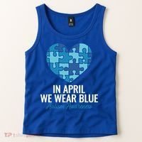 Autism Awareness Gift In April We Wear Blue Autism Gift Tank Top thumb 2