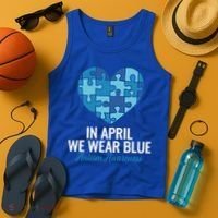 Autism Awareness Gift In April We Wear Blue Autism Gift Tank Top thumb 4