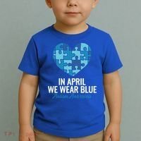 Autism Awareness Gift In April We Wear Blue Autism Gift Toddler T-Shirt thumb 2