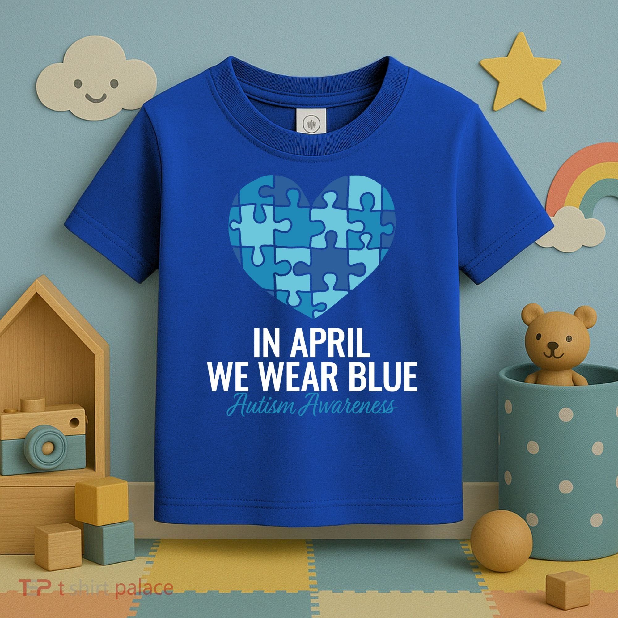Autism Awareness Gift In April We Wear Blue Autism Gift Toddler T-Shirt