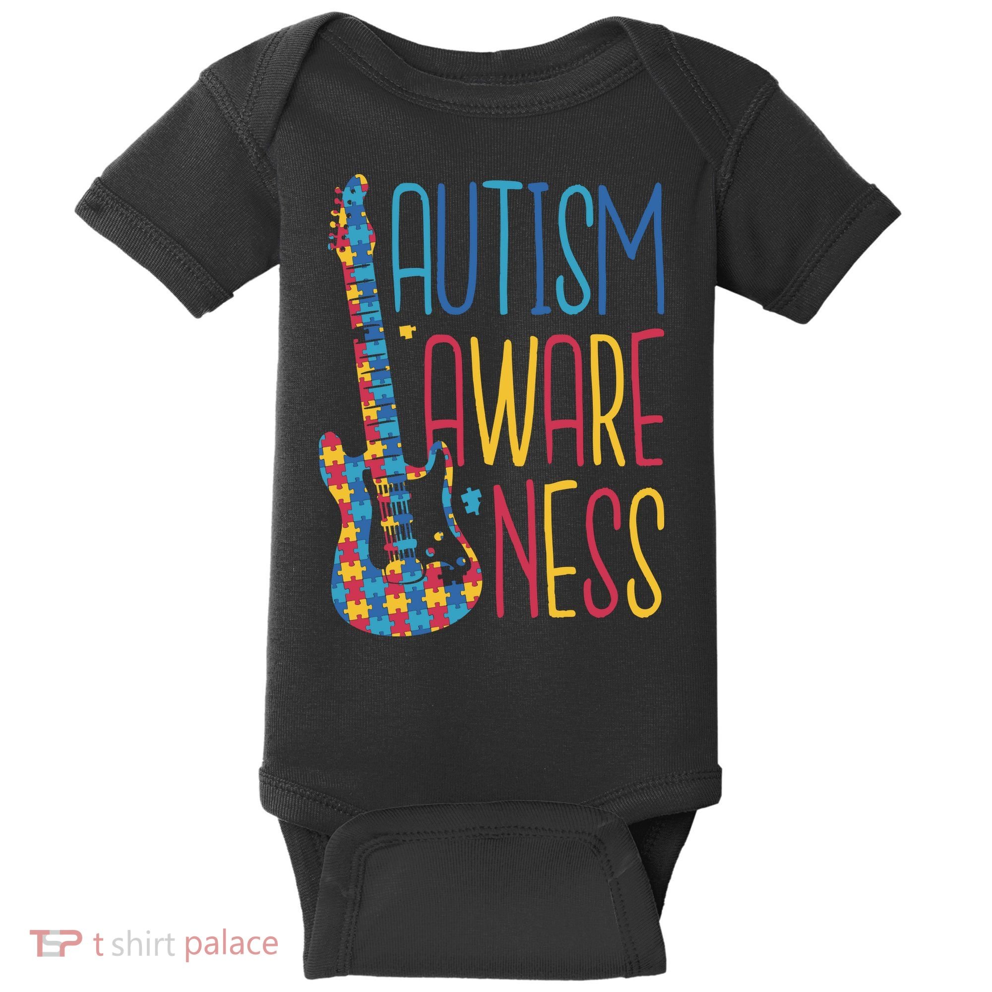 Autism Awareness Guitar Baby Bodysuit