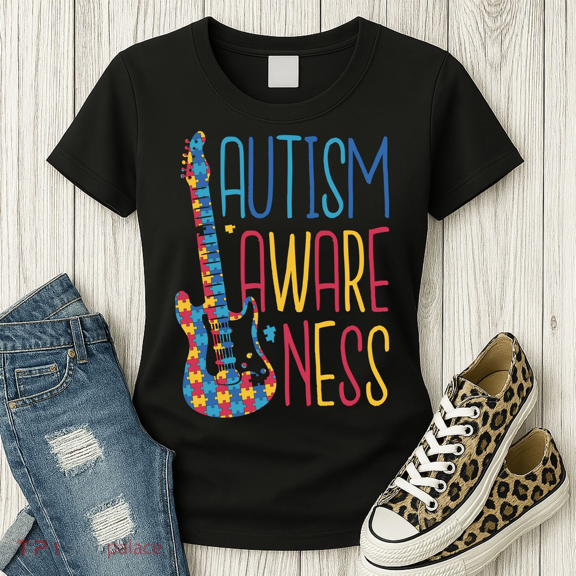 Autism Awareness Guitar Women's T-Shirt