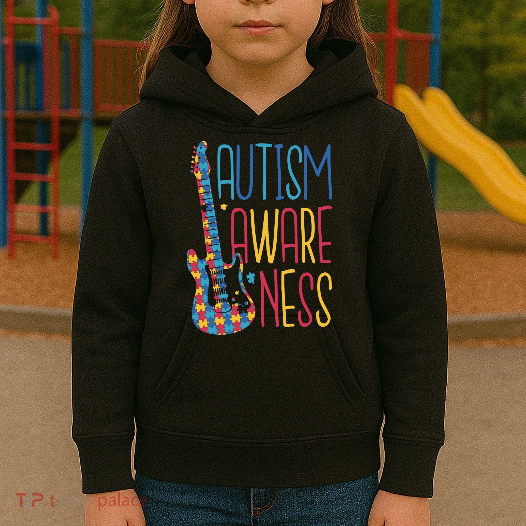 Autism Awareness Guitar Kids Hoodie