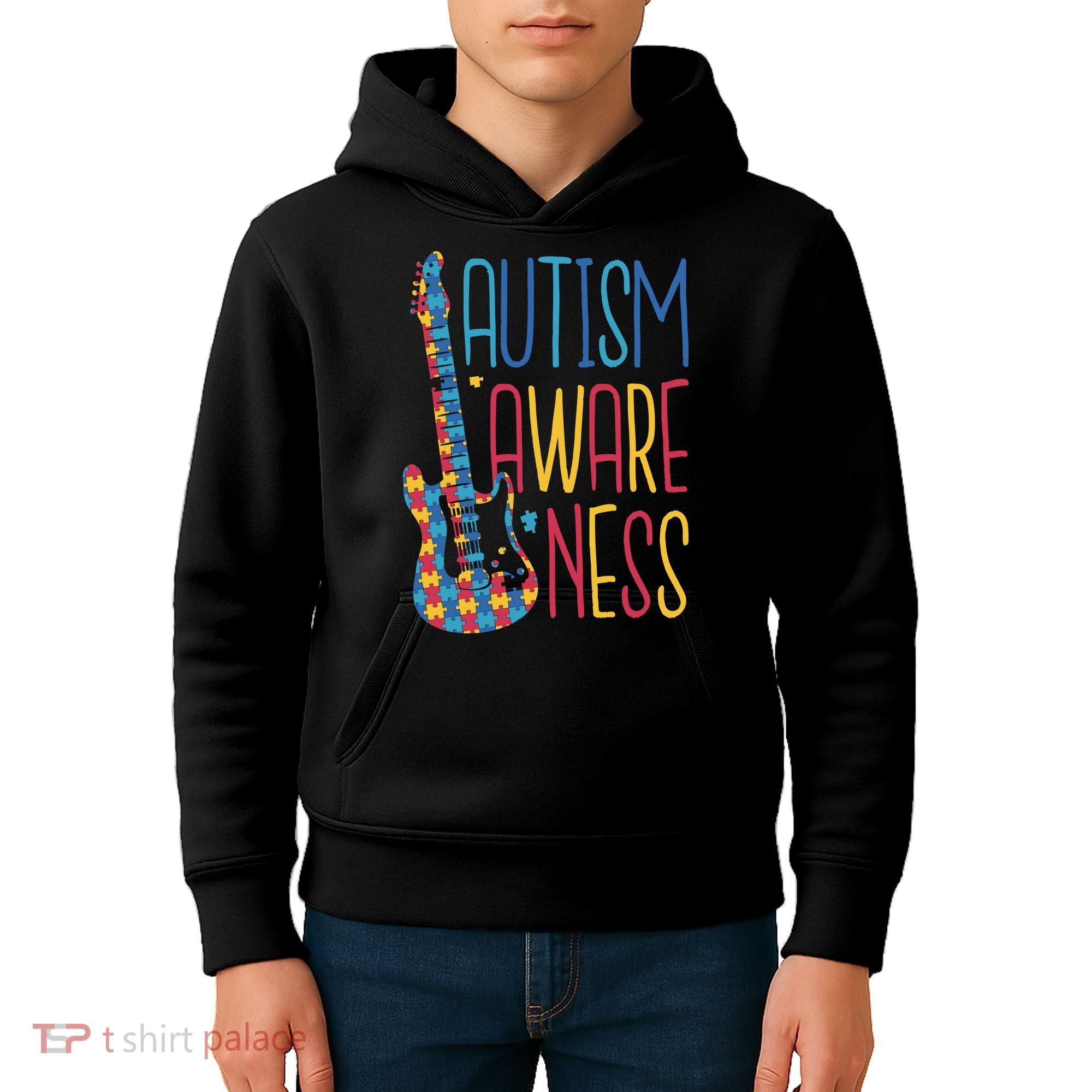 Autism Awareness Guitar Kids Hoodie