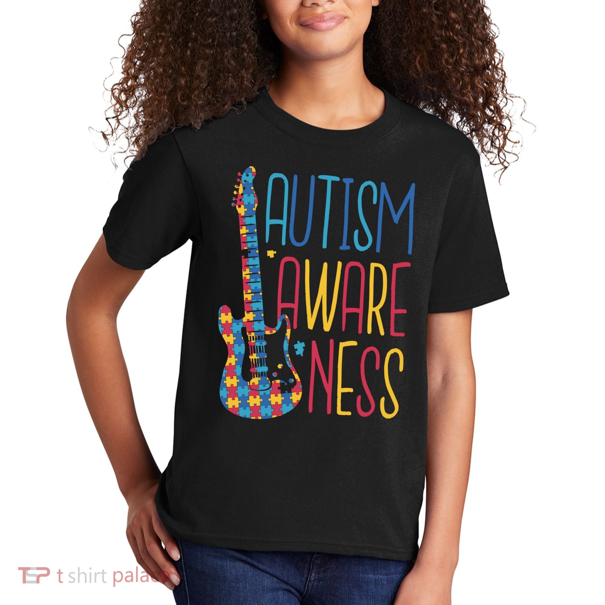Autism Awareness Guitar Kids T-Shirt
