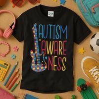 Autism Awareness Guitar Kids T-Shirt thumb 3