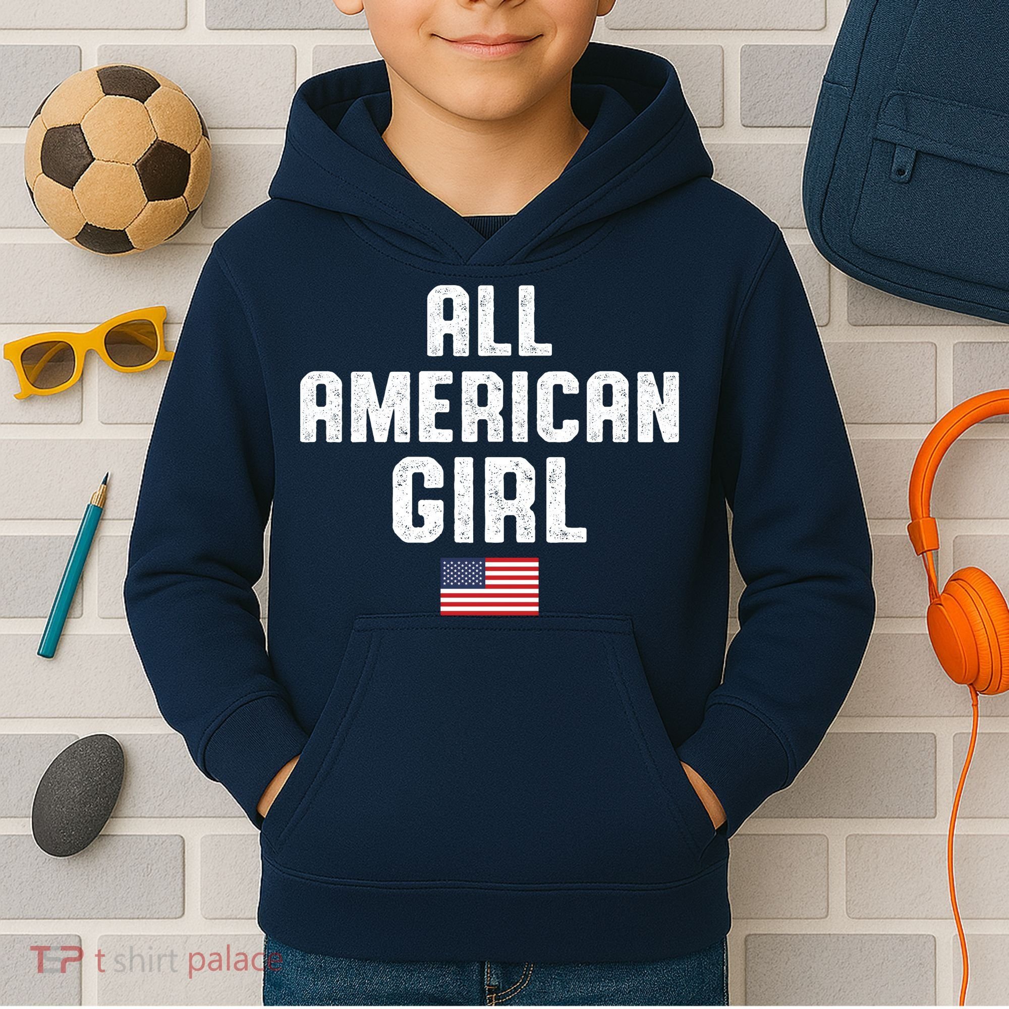 All American Girl USA Flag Kids Hoodie