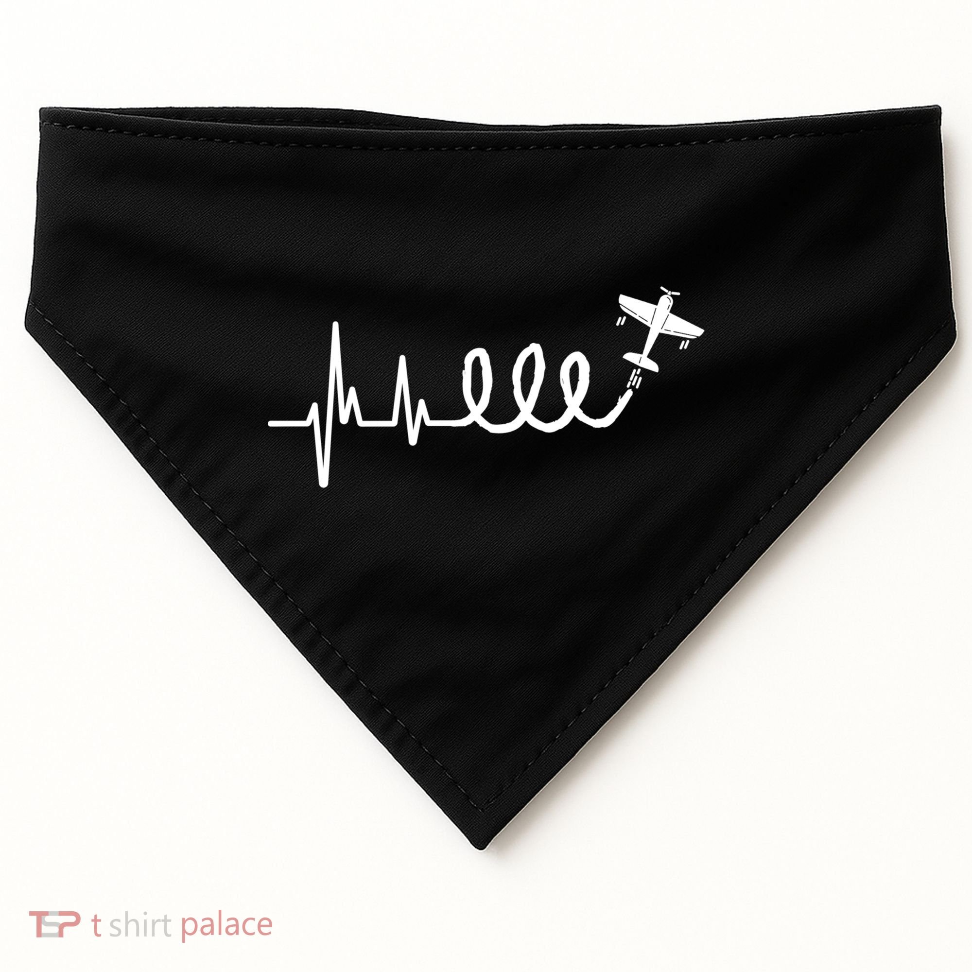 Aerobatic Airplane Heartbeat Ekg Funny Pilot Aviation Gift USA-Made Doggie Bandana