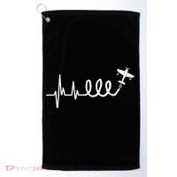 Aerobatic Airplane Heartbeat Ekg Funny Pilot Aviation Gift Golf Towel thumb 0