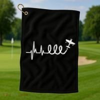 Aerobatic Airplane Heartbeat Ekg Funny Pilot Aviation Gift Golf Towel thumb 1