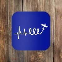 Aerobatic Airplane Heartbeat Ekg Funny Pilot Aviation Gift Coaster thumb 0