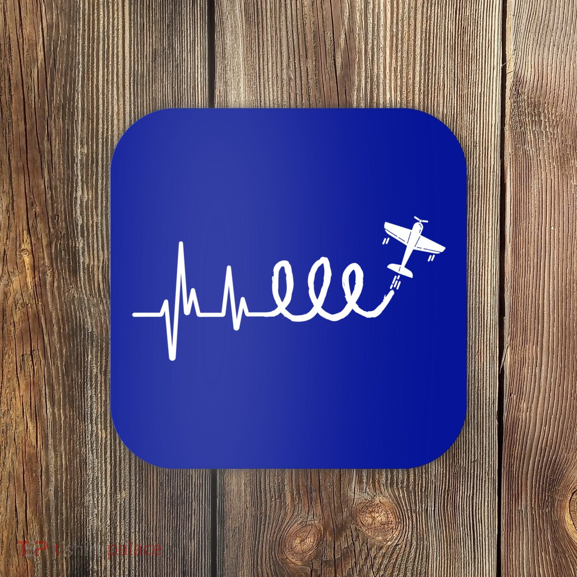 Aerobatic Airplane Heartbeat Ekg Funny Pilot Aviation Gift Coaster