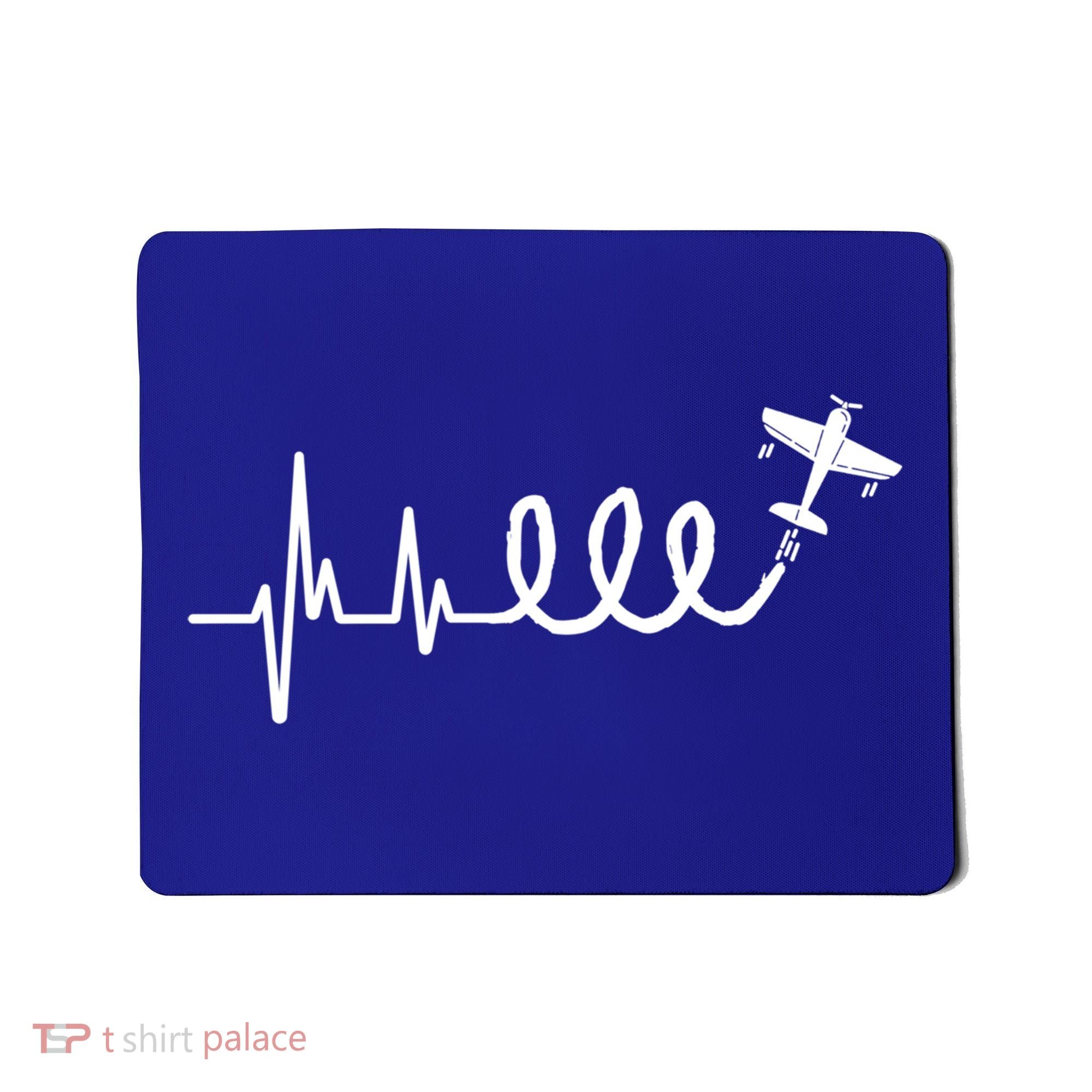 Aerobatic Airplane Heartbeat Ekg Funny Pilot Aviation Gift Mousepad
