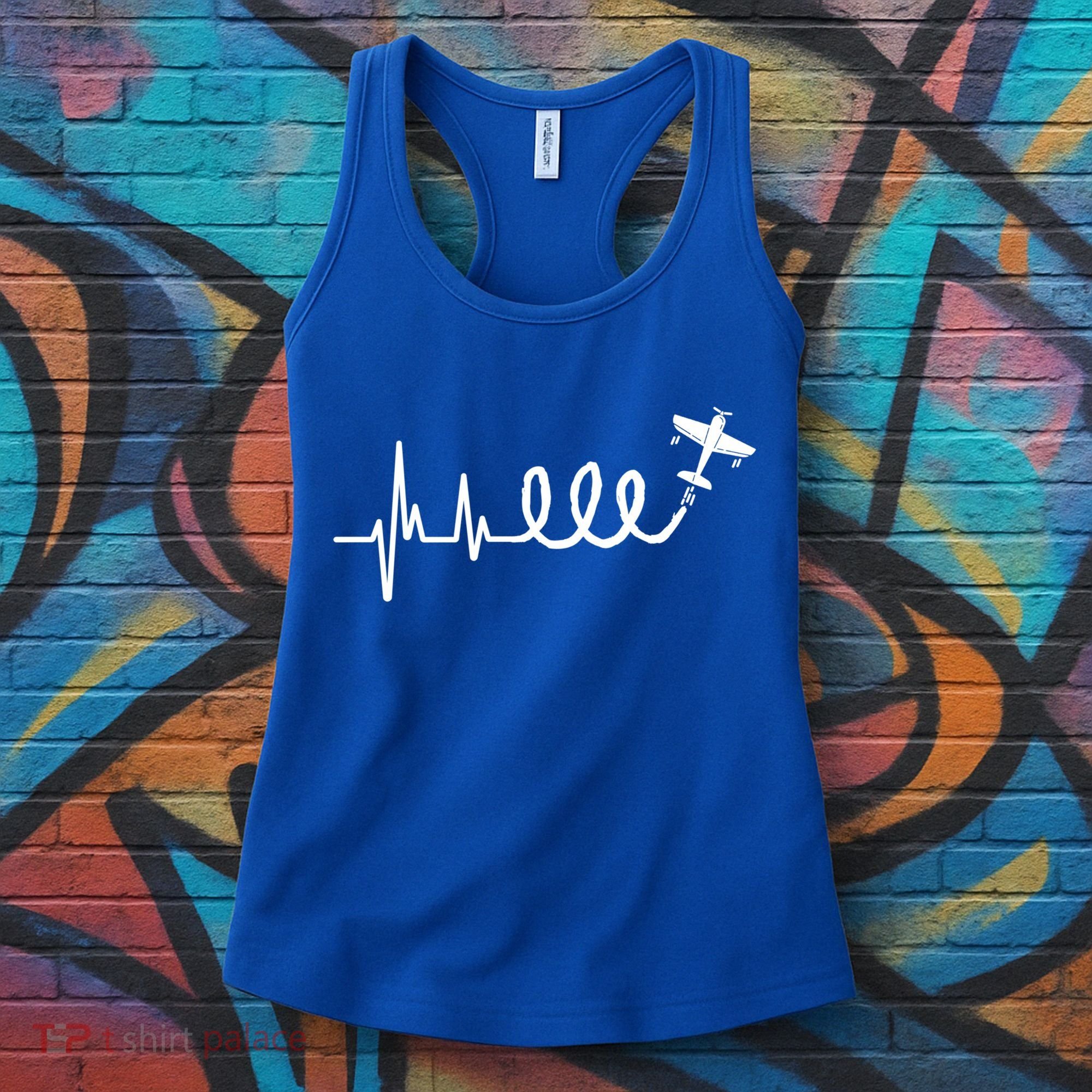 Aerobatic Airplane Heartbeat Ekg Funny Pilot Aviation Gift Women's Tank Top