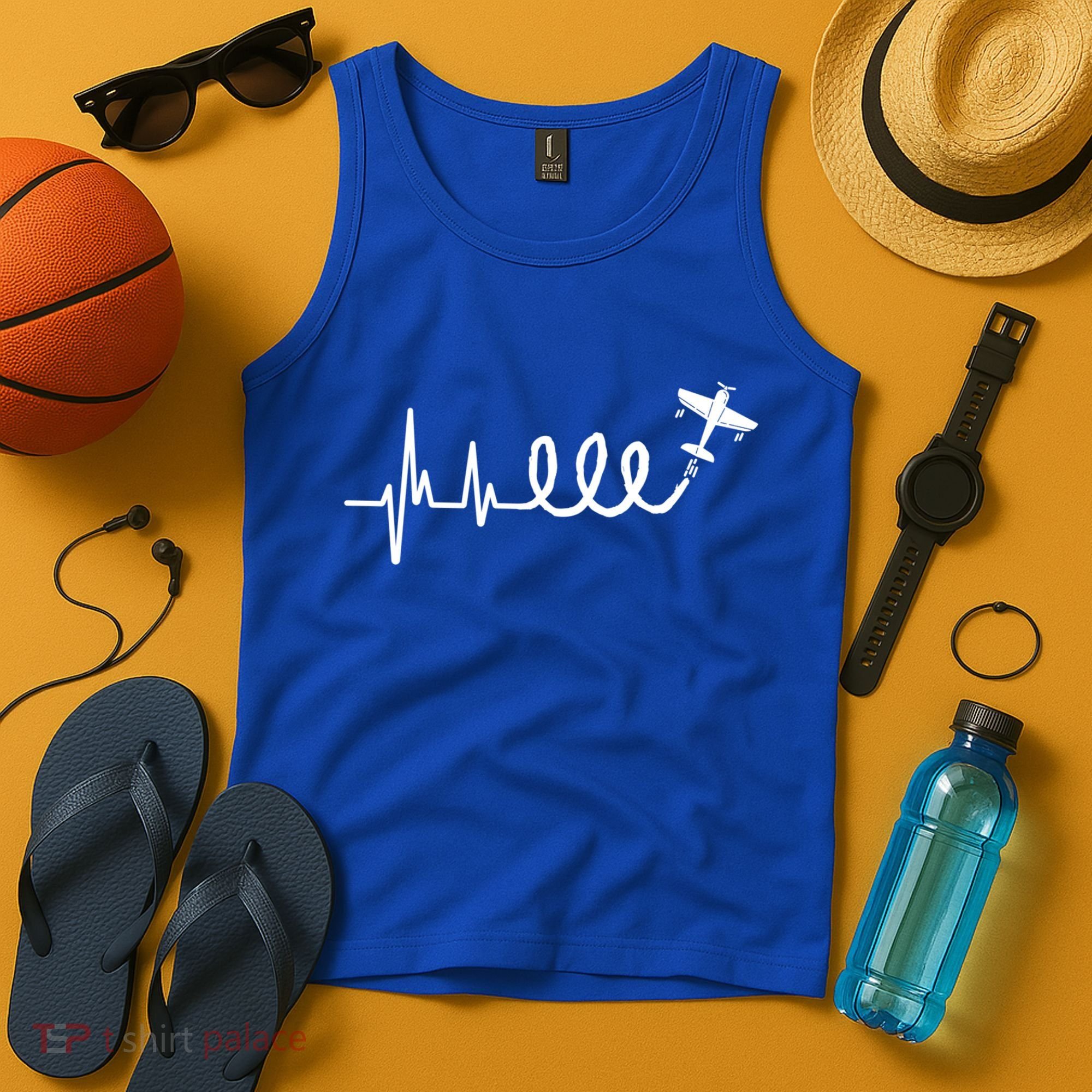 Aerobatic Airplane Heartbeat Ekg Funny Pilot Aviation Gift Tank Top