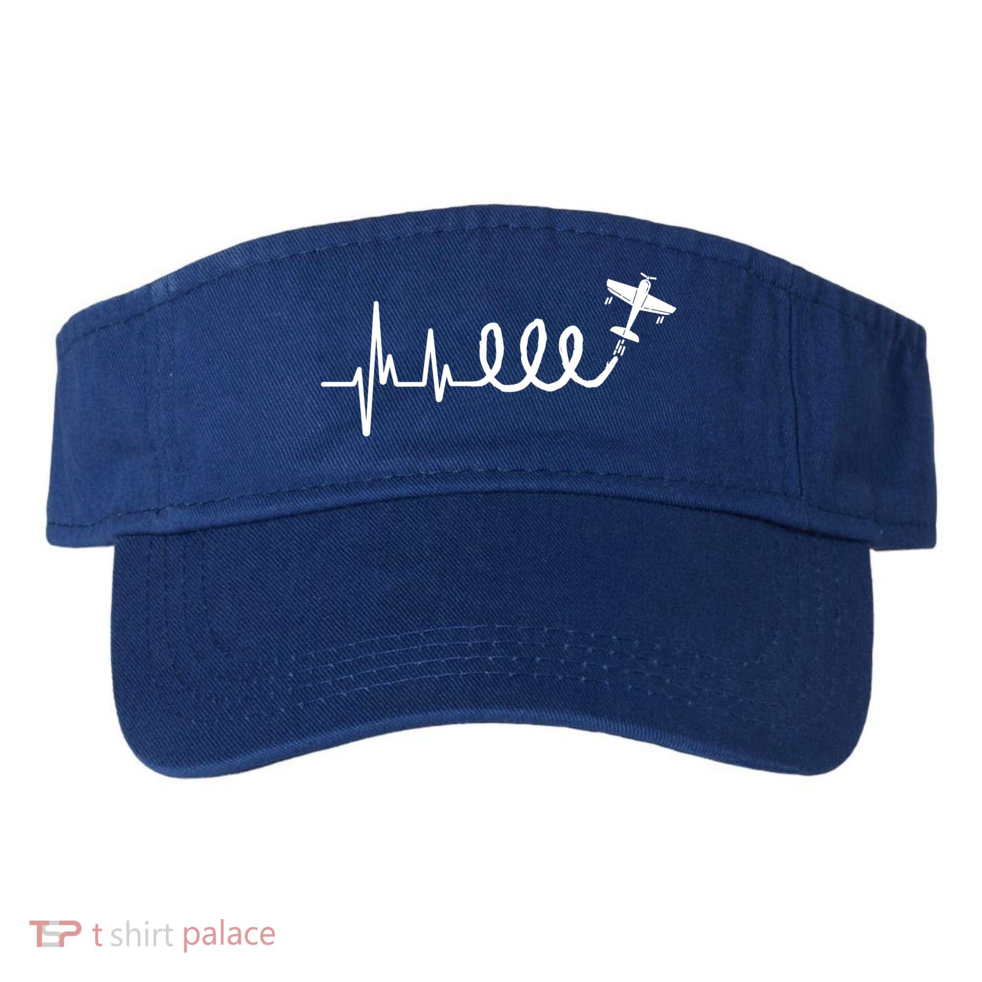 Aerobatic Airplane Heartbeat Ekg Funny Pilot Aviation Gift Visor