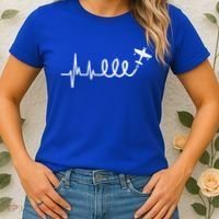 Aerobatic Airplane Heartbeat Ekg Funny Pilot Aviation Gift Women's T-Shirt thumb 2