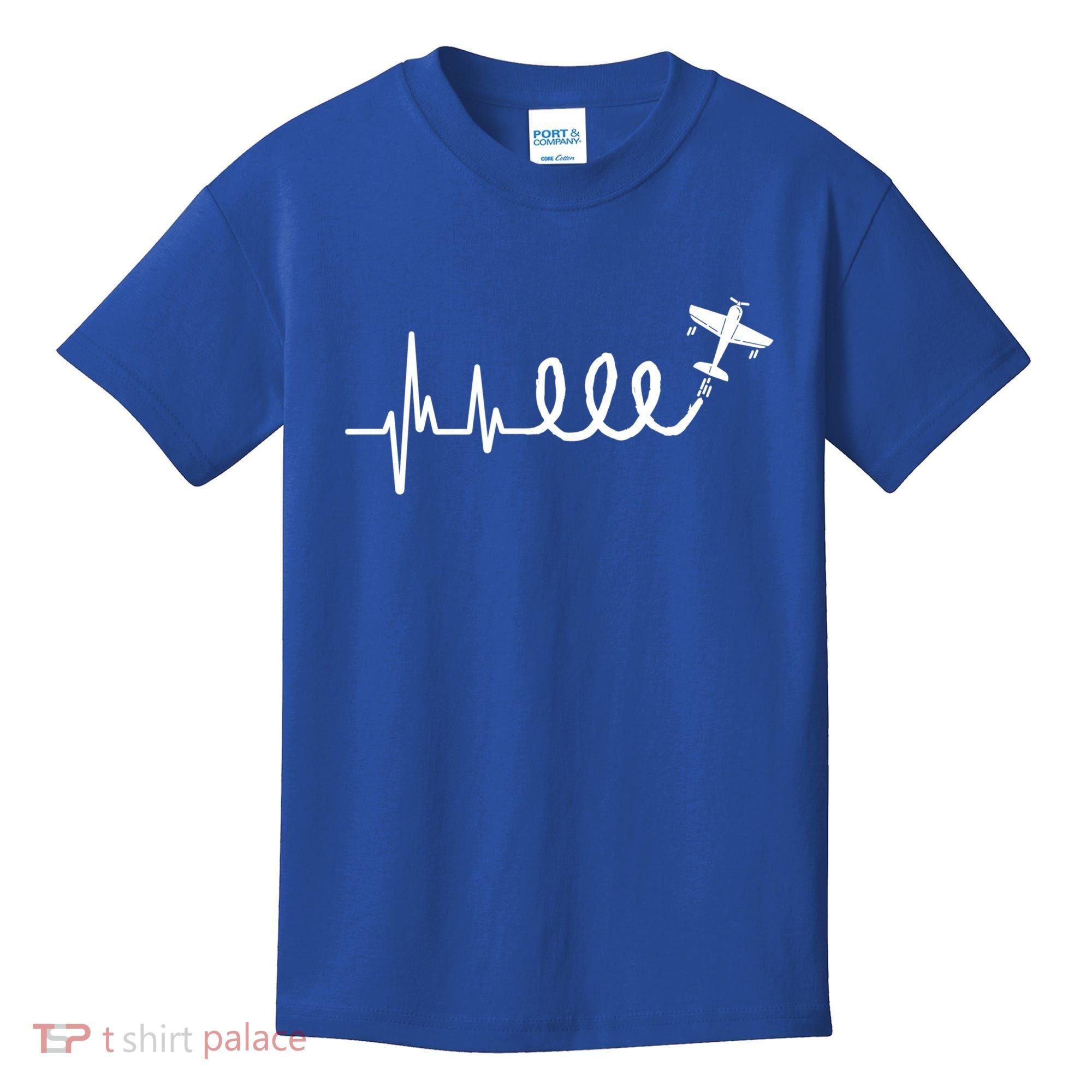 Aerobatic Airplane Heartbeat Ekg Funny Pilot Aviation Gift Kids T-Shirt