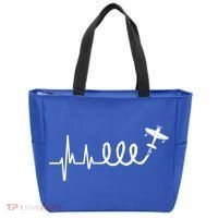 Aerobatic Airplane Heartbeat Ekg Funny Pilot Aviation Gift Tote Bag thumb 0