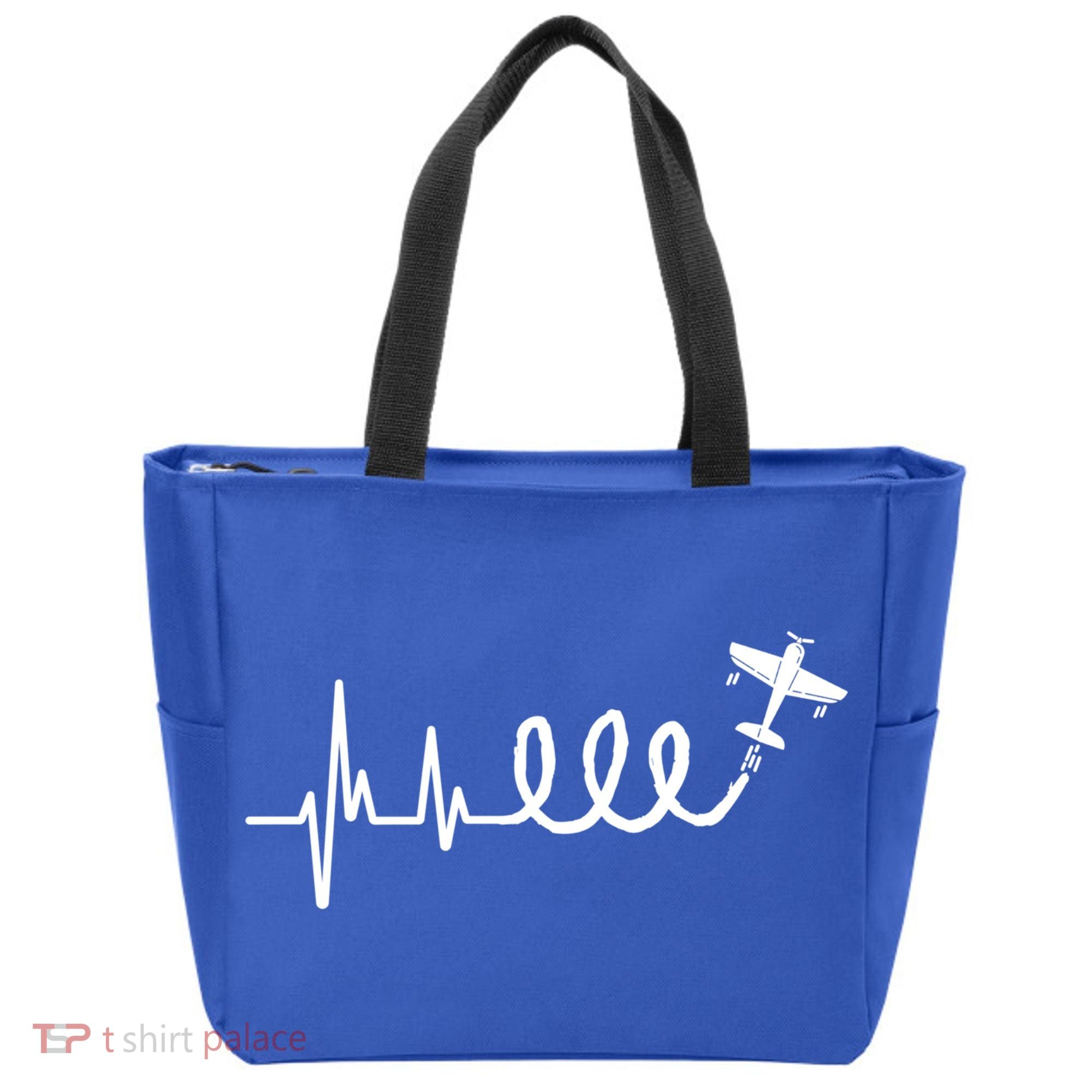 Aerobatic Airplane Heartbeat Ekg Funny Pilot Aviation Gift Tote Bag