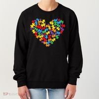 Autism Awareness Heart Valentine Day Puzzle Piece Women's Sweatshirt thumb 0